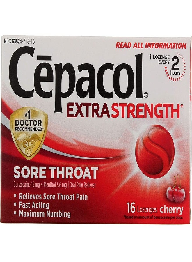 Cepacol Maximum Strength Throat Drop Lozenges, Cherry, 16 Count - Image 1